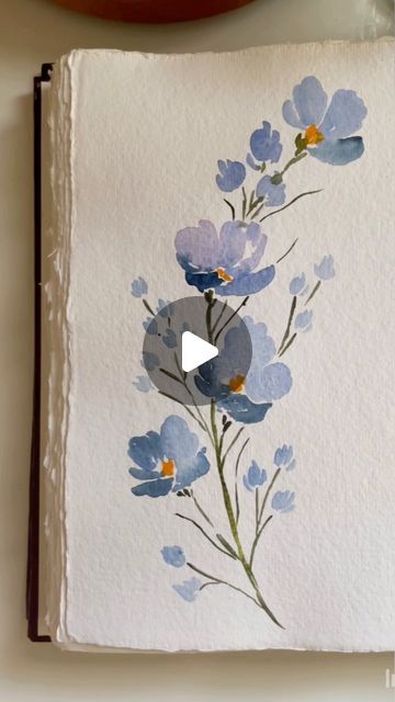 Watercolor Art For Beginners Simple Flowers, Simple Watercolor Art For Beginners, Simple Paintings For Beginners, Watercolor Flower Tutorial, Simple Flower Painting, Simple Watercolor Flowers, Easy Paintings For Beginners, Beginner Drawing, Watercolour Florals