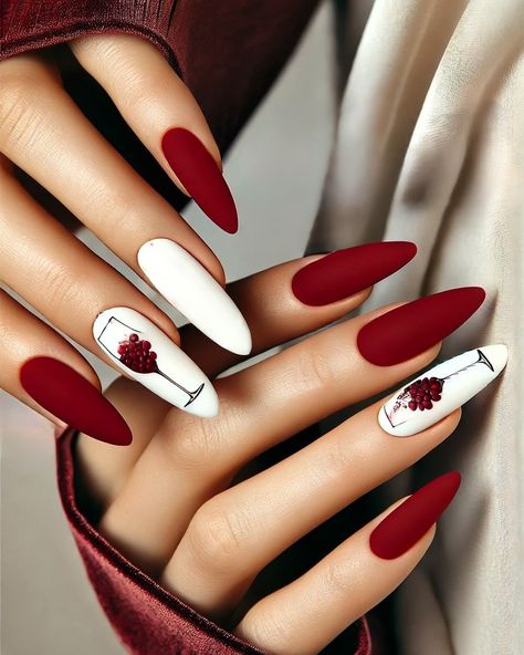 Tamara Margaryan (@naildesignby_tamara) • Instagram photos and videos Red Matte Nails, Deep Red Velvet, Sophisticated Nails, Red And White Nails, Wine Nails, Wine Glass Designs, Glass Of Red Wine, Heartfelt Thanks, Velvet Nails