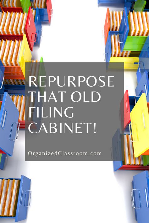 Have you digitized your paper files? What will you do with your now empty filing cabinet? I actually store construction paper and cardstock in mine! Classroom Filing Cabinet, Filing Cabinet Repurpose, Old Filing Cabinet, Filing Cabinet Makeover, Filing Cabinet Organization, File Cabinet Makeover, Organized Classroom, Spring Classroom, Teachers Corner