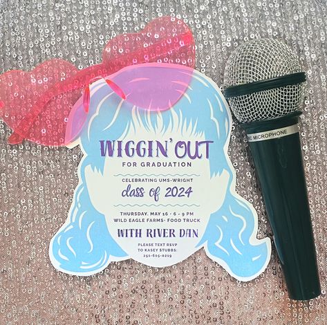 An invitation that begs for a party 🥳 featuring a unique, custom die-cut to match the “wiggin’ out” party theme, we hope these grads had as much fun as we did producing this project! #fairhopealabama #mobilealabama #stationery #shoplocal #GraduationInvitations #GraduationAnnouncement #GraduationParty #GraduationCelebration #GradParty #Graduation2024 #ClassOf2024 #Graduate #CapAndGown #SeniorYear #ProudGraduate #GraduationDay #CollegeBound #HighSchoolGraduation #UniversityGraduation Wiggin Out Party, Fairhope Alabama, University Graduation, Mobile Alabama, Graduation Celebration, Graduation Day, High School Graduation, Graduation Announcements, Grad Parties