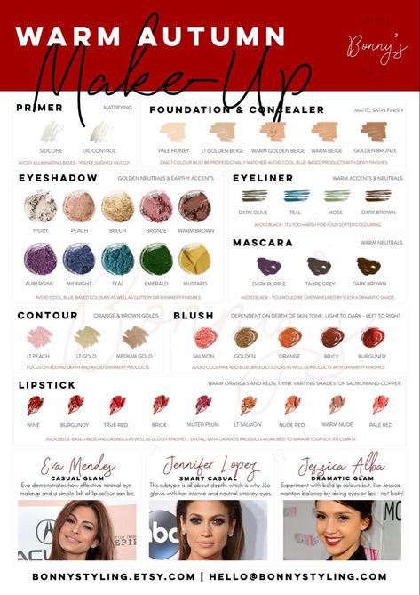 Make Up For Autumn Type, Warm Autumn Color Analysis, True Autumn Nails, Deep Autumn Eyeshadow, Warm Autumn Jewelry, True Autumn Color Palette Makeup, True Autumn Makeup Looks, Autumn Skin Color Palette, Warm Autumn Color Palette Makeup