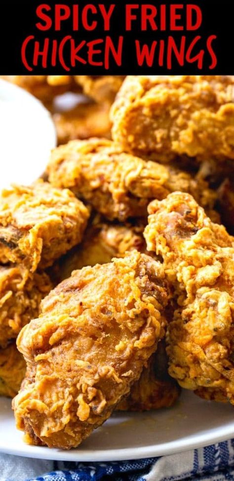 Recipe For Kentucky Fried Chicken, Breaded Chicken Wings, Spicy Chicken Wings Recipe, Crispy Fried Chicken Wings, Deep Fried Chicken Wings, Chicken Wing Recipes Fried, Hot Wing Recipe, Spicy Southern Kitchen, Crispy Baked Chicken Wings