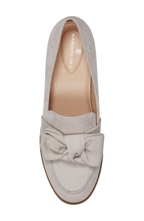 Bandolino Bow Loafer in Light Grey at Nordstrom, Size 7.5 Casual Work Shoes, Casual Shoes Women Flats, Tied Ribbon, Autumn Shoes Women, Classy Clothes, Work Shoes Women, Business Casual Shoes, Comfort Shoes Women, Timeless Wardrobe