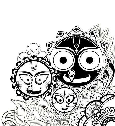 Jagannath Baladeva and Subhadra Puri Jagannath Mandala Art, Puri Jagannath Painting, Puri Jagannath, Easy Mandala Drawing, Boho Art Drawings, Buddha Art Painting, Doodle Art Drawing, Beautiful Art Paintings, Mandala Art Lesson