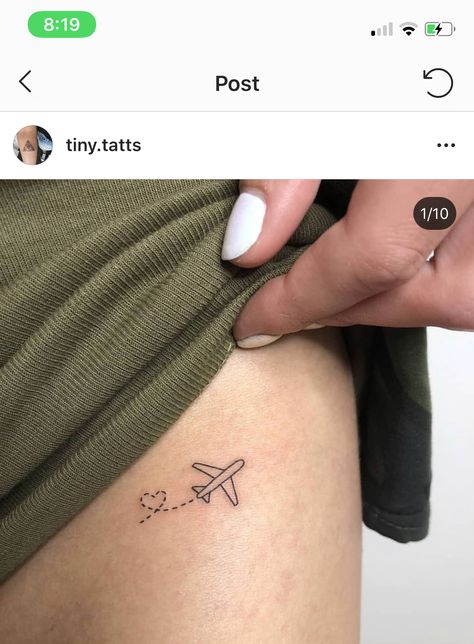 Mini Tattoos Airplane, Best Friend Tattoos Airplane, Traveling Matching Tattoos, Aviation Tattoo Women, Fine Line Airplane Tattoo, Backpacker Tattoo, Tattoos For Travelers, Location Tattoo, Pair Tattoos