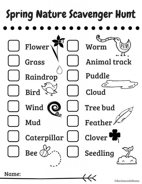 Signs of Spring Nature Walk for Kids (+ Free Printables) – Backwoods Mama Nature Worksheets, Walk Scavenger Hunt, Nature Scavenger Hunt Printable, Nature Walk Scavenger Hunt, Planting A Rainbow, April Preschool, Make Way For Ducklings, Tree Buds, Nature Hunt