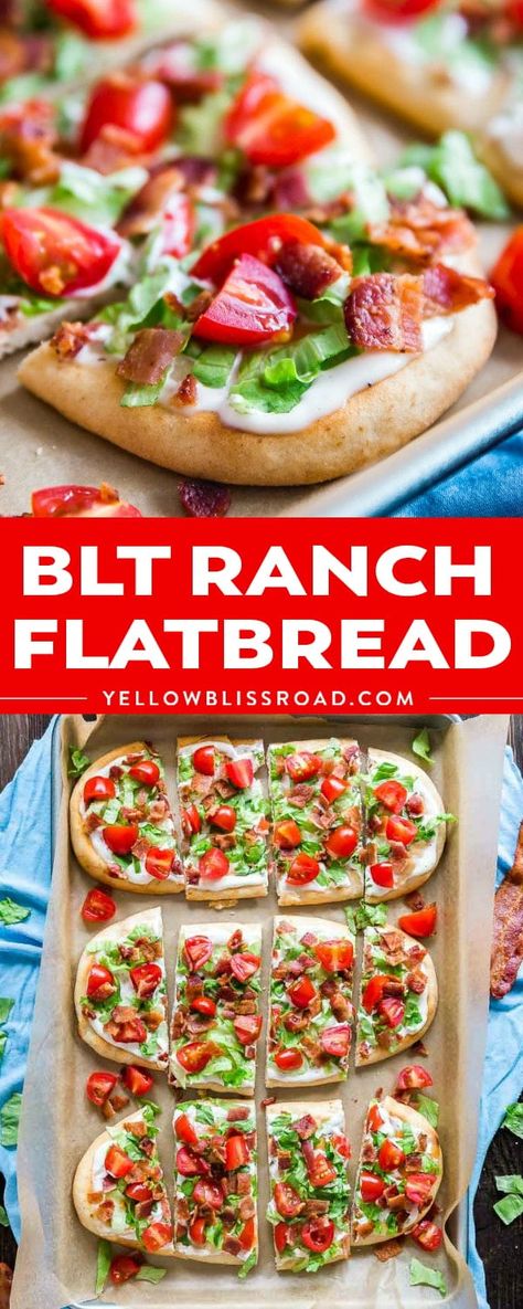 What do you get when you combine pizza with BLT Sandwiches? Only the most simple dinner option that your family will love! This BLT Ranch Flatbread is a hit with everyone and SO easy to make! July Art For Toddlers, Flatbread Dinner, Soft Flatbread Recipe, Soft Flatbread, Blt Pizza, Specialty Breads, Blt Sandwiches, 4th Of July Art, Blt Recipes