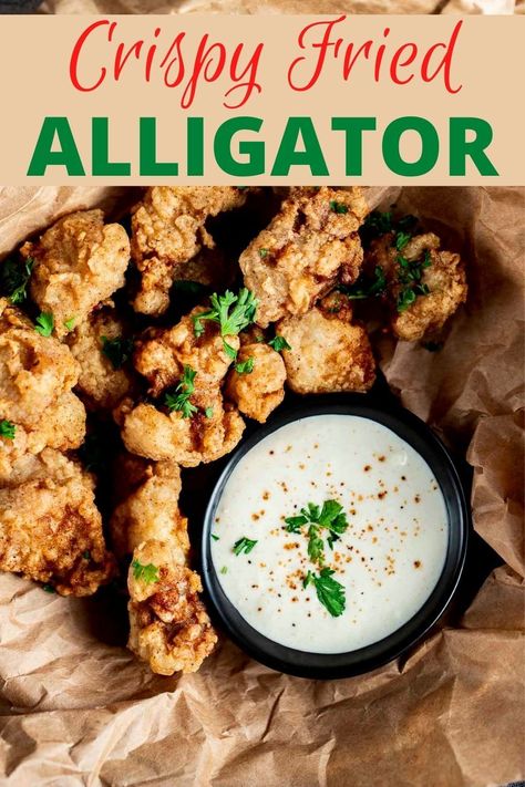 Fried Gator Bites, Gator Bites Recipe, Alligator Recipes, Fried Alligator Recipe, Alligator Bites, Gator Bites, Fried Alligator, Gator Recipe, Alligator Meat