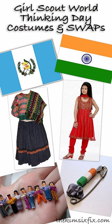 Girl Scout Thinking Day Costume and SWAPs ideas (India and Guatemala) - The Kim Six Fix Brownie Activities, Ideas For Costumes, Swaps Ideas, Girl Scout Troop Leader, Brownie Scouts, Scout Swaps, Camping Site, Girl Scout Daisy, Girl Scout Activities