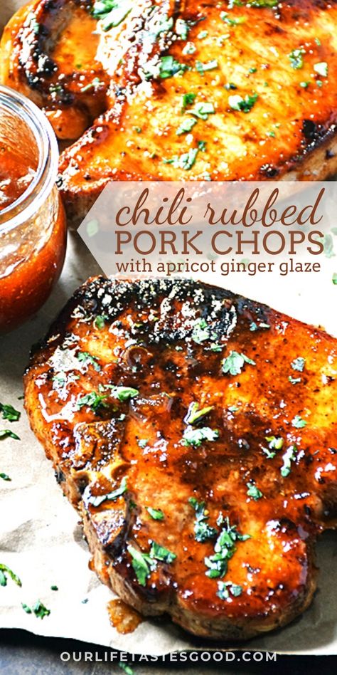 Apricot Pork, Bbq Foods, Ginger Glaze, Pork Chop Recipe, Sweet Glaze, Pork Chop Recipes Baked, Glazed Pork Chops, Pork Chop Dinner, Thanksgiving Menu Ideas