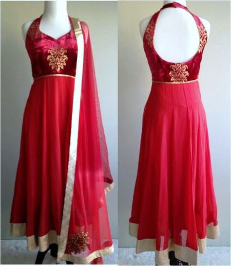 Halter Neck Designs, Halter Neck Anarkali, Halter Neck Kurti, Suits Indian, Anarkali Dresses, Party Wear Gown, Anarkali Kurti, Dress Neck, Stitching Dresses