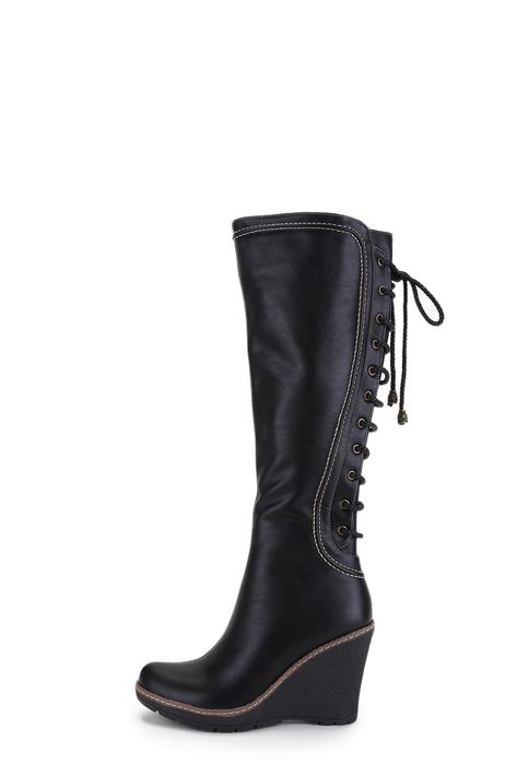 Wedge Knee High Boots, Wedge Boots Ankle Outfits, Comfortable Boots For Women, Cute Wedges Shoes, Tall Wedge Boots, Womens Wedge Boots, Knee High Wedge Boots, Black Wedge Boots, Black Knee Boots