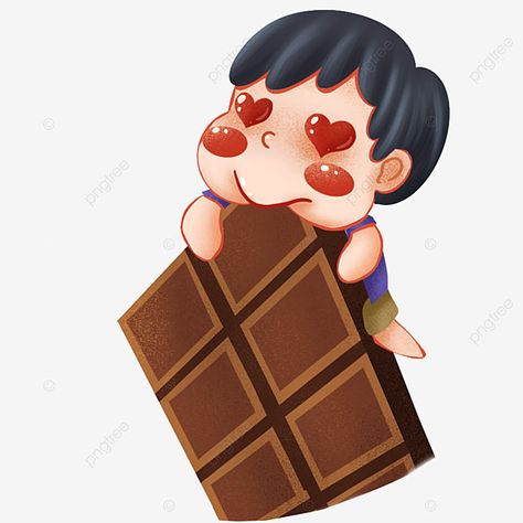 Eating Chocolate Aesthetic, Chocolate Cartoon Cute, Cartoon Eating, Chocolate Character, Eating Illustration, Cartoon Chocolate, Chocolate Illustration, Chocolate Clipart, Chocolate Png