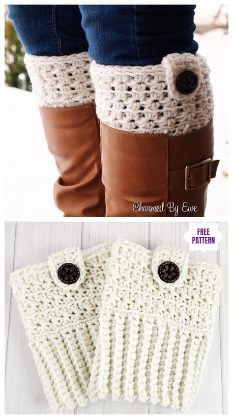 DIY Crochet Boot Cuffs Free Crochet Patterns - Star Stitch Boot Cuffs Free Crochet Pattern Crochet Boot Covers Free Pattern, Crochet Boot Cuffs Free Pattern, Business Crochet, Corak Krusye, Crochet Boot Cuff Pattern, Crochet Boot Cuff, Boot Cuff Pattern, Crochet Star Stitch, Crochet Boot Cuffs