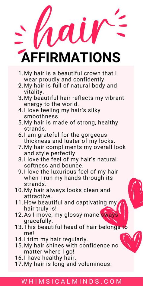 Unlock the secrets to luscious locks with our empowering arsenal of 80 Affirmations for Hair! Embrace self-love, confidence, and beauty as you affirm the power of your hair. Let each affirmation ignite a sense of pride and joy in your tresses, leaving you feeling radiant and unstoppable. 💫🌸 hair affirmations positive | hair affirmations long | hair affirmations aesthetic | hair affirmations law of assumption | hair affirmations that work | hair affirmations quotes | healthy hair vision board Healthy Hair Vision Board, Hair Growth Affirmations, Hair Vision Board, Long Thick Healthy Hair, Hair Affirmations, Thick Healthy Hair, Growth Affirmations, Assumption Quotes, Healthy Curly Hair