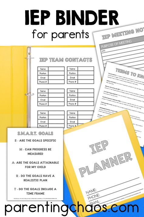 Iep Parent Binder, Iep Meeting Parents, Iep Organization For Parents, Iep Binder For Parents Free, Iep Binder For Parents, Iep Planner, Iep Goal Tracking, Sped Resources, Iep Binder