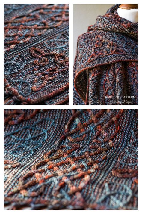 Lindisfarne Cable Shawl Knitting Pattern - Knitting Pattern Celtic Knot Knitting Pattern Free, Shawl Knitting Pattern, Cable Scarf, Shawl Knitting, Knitting Stitches Tutorial, Pattern Knitting, Shawl Knitting Patterns, Shawl Patterns, Illuminated Manuscripts