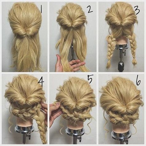 A Whole Month Of New Braided Hairstyles With These 33 Easy Braids - Useful DIY Projects New Braided Hairstyles, Easy Updos For Medium Hair, Dunner Wordend Haar, Victorian Hairstyles, Up Dos For Medium Hair, Medium Short Hair, Peinados Recogidos, Trendy Wedding Hairstyles, Easy Braids