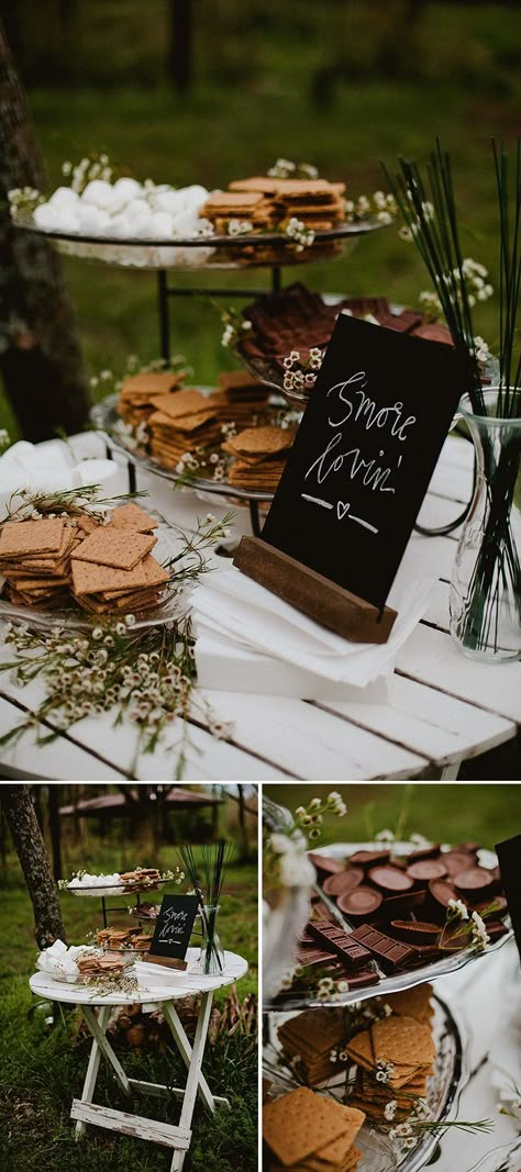 Wedding Blog for Real Wedding Ideas & Inspiration | Junebug Weddings Wedding Picnic Tables, Fall Reception, Autumn Reception, Smores Bar, Cozy Wedding, Wedding Food Ideas, S'mores Bar, Reception Food, Winter Wedding Ideas