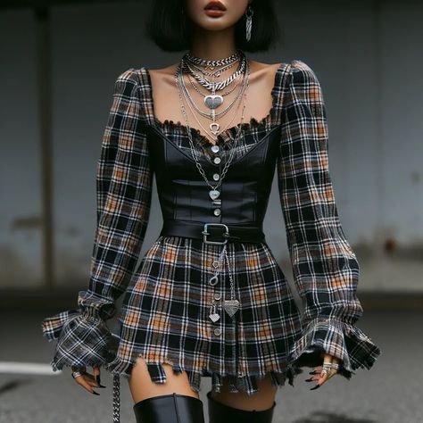 17 Edgy Outfit Ideas that Blend Grunge Edge with Feminine Flair - NeedleStar Upscale Grunge Outfits, Parisian Grunge Style, Retro Edgy Outfits, Cool Feminine Outfit, Feminine Punk Outfits, Chic Alternative Outfits, Vintage Alternative Fashion, Egdy Style, Kpop Aesthetic Outfits