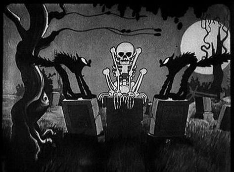 The Skeleton Dance, 1930s Cartoons, Skeleton Dance, 흑백 그림, 31 Days Of Halloween, The Skeleton, Spooky Scary, Halloween Cartoons, Halloween Event