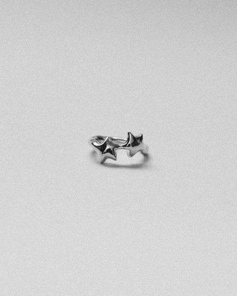 Twin Stars Ring | Made from .925 Sterilng Silver – softandsticky Silver Star Rings, Star Ring Aesthetic, Silver Star Ring, Lost Wax Jewelry, Stars Ring, Rings Silver, Twin Stars, Star Ring, A Mirror