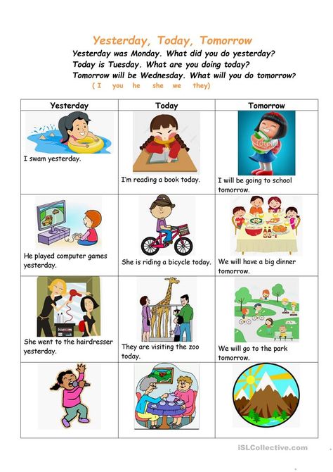 Yesterday, Today, Tomorrow - English ESL Worksheets Carnival Activities, Speaking Cards, Yesterday Today Tomorrow, Happy Birthday Illustration, Simple Past, Past Simple, Simple Present, English Transition Words, Discussion Starters