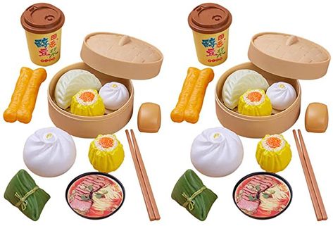 NUOBESTY 2 Sets Kids Pretend Play Toy Kitchen Cooking Toy Steamed Toy Food Chinese Breakfast Food Play Set Dollhouse Furniture (26Pcs) : Toys & Games Chinese Breakfast, Kids Pretend Play Toys, Steam Toys, Food Chinese, Toddler Boy Toys, Kitchen Toy, Cooking Toys, Toy Kitchen Set, Toys Kitchen