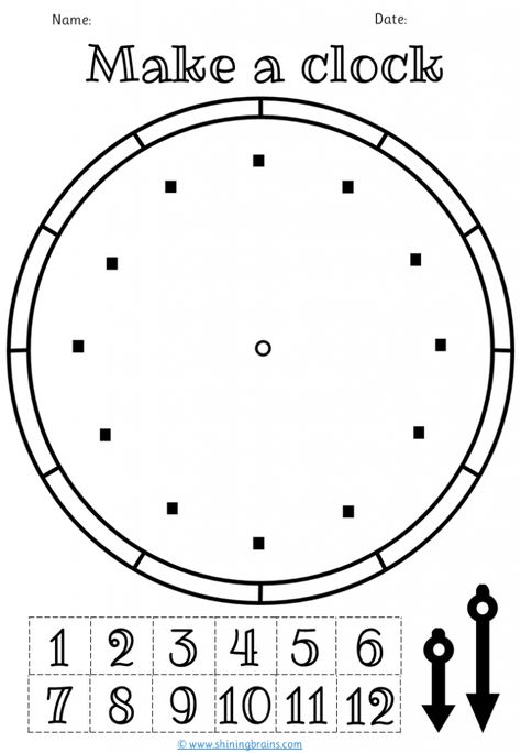 Clock Activity For Preschool, Clock Printable For Kids, Clock Activities For Kids, Clock Coloring Page, Learning Time Clock, Clock Activity, Aba Ideas, Clock Worksheets, Clock Printable