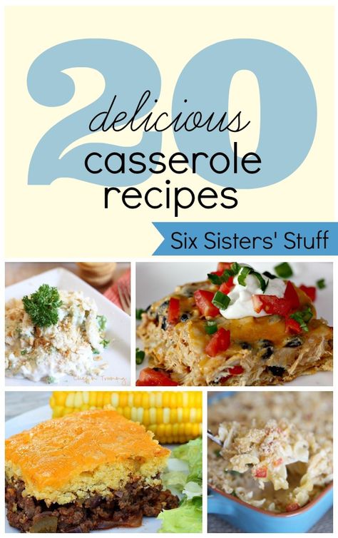 20 Delicious Casserole Recipes from SixSistersStuff.com.  20 of the best casserole recipes all in one place! #recipes #dinner #casserole Sixsistersstuff Recipes, Delicious Casserole Recipes, Yummy Casserole Recipes, Six Sisters Stuff, Best Casseroles, Recipes Casserole, Yummy Casseroles, Main Course Recipes, One Pot Meals