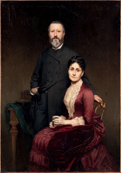 Édouard Cabane | Portrait of a couple (1886) | MutualArt Royal Portraits Painting, Castle Museum, Royal Family Portrait, Family Portrait Painting, Victorian Photography, 19th Century Portraits, History Of Fashion, Victorian Couple, Victorian Portraits