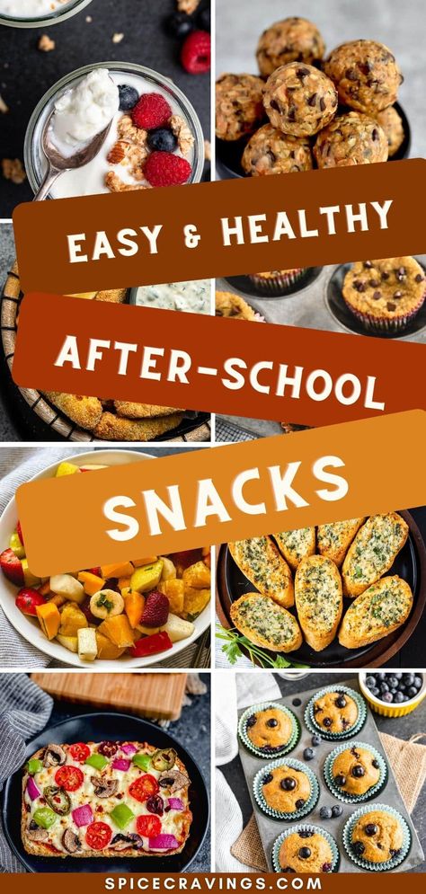 Easy and healthy after-school snacks that are delicious and filling, loaded with nutrients, and easy to plan ahead for the school season. #snacks #healthyrecipes Healthy Snacks To Keep At Home, Elementary School Snack Ideas, Snack Ideas For Family, Cookies For School Lunches, Healthy After School Snacks Make Ahead, Hearty After School Snacks, Easy Fall Snack Recipes, Salty School Snack, Healthy Snacks For Lunch Boxes