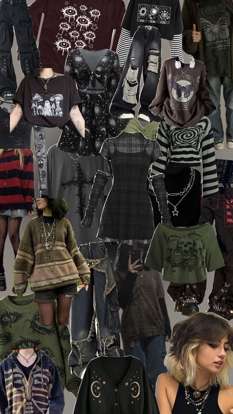 why can't I just dress like this mann🤧 #grunge Alt Grunge Aesthetic Outfits, Outfits Whimsigoth, Grunge Winter Outfits, Y2k Winter Outfits, Goblincore Outfits, Grunge Winter, Grunge Outfits Winter, Thrift Ideas, Fav Outfit