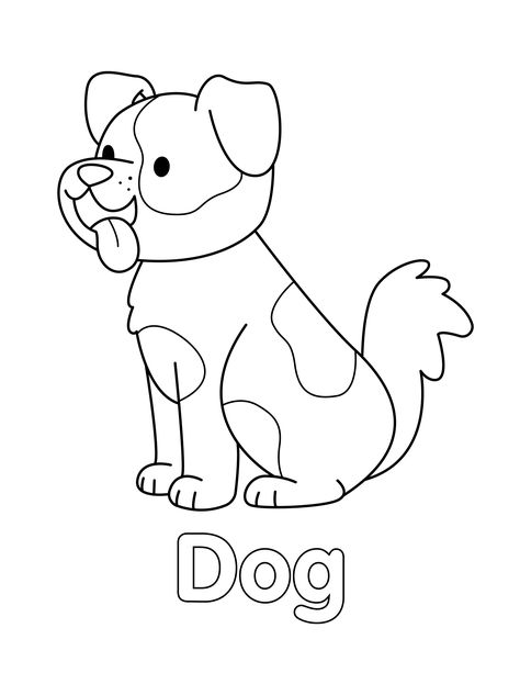 Dog Coloring Page from LittleBeeFamily.com Dog Worksheets Preschool, Printable Dog Coloring Pages, Dog Activities For Preschool, Dog Crafts Preschool, Pet Animals Drawing, Dog For Coloring, Dog Pictures To Color, Animals Activities For Kids, Dog Coloring Pages Free Printable