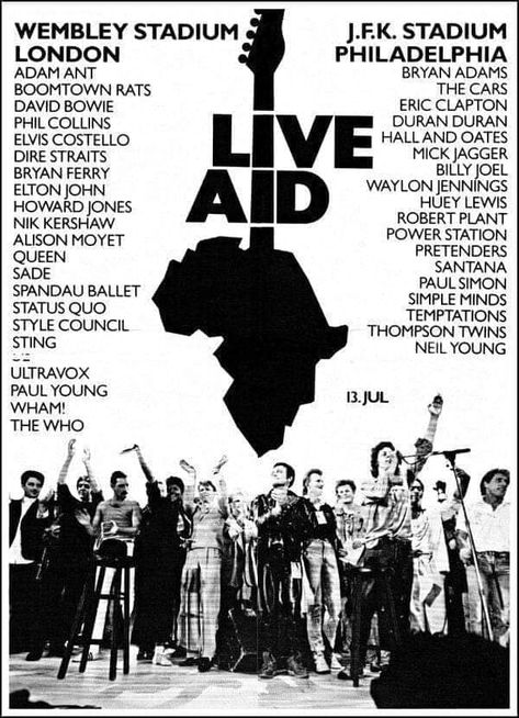 U2 Poster, Live Aid 1985, Queen David Bowie, Thompson Twins, Live Aid, Queen Poster, Elvis Costello, Musica Rock, Queen Freddie Mercury