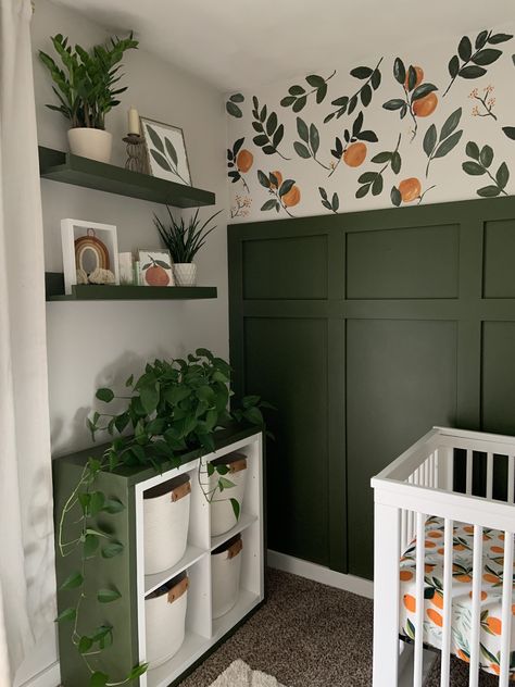 Bilik Perempuan, Baby Nursery Inspiration, Diy Accent Wall, Nursery Room Design, Baby Room Inspiration, Nursery Room Inspiration, Green Walls, Baby Room Design, Nursery Baby Room