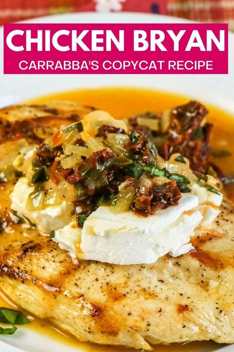 Chicken O'brien Carrabas, Chicken Brian Recipes, Carrara’s Chicken Bryan, Copycat Chicken Bryan Recipe, Copycat Chicken Bryan, Carabbas Chicken Bryan Recipe, Carabas Chicken Bryan, Carrabas Chicken Bryan Copycat, Chicken Bryan Carrabas Recipes