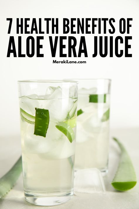 10 DIY Aloe Vera Juice Recipes for Healthy Hair, Skin & Digestion | Aloe juice offers so many health benefits -- it's high in antioxidants, balances blood sugar, and supports a healthy liver. It's also known for its beauty benefits, and many women want to know how to make it at home! We're sharing our best tips to make homemade aloe juice, including tasty add-ins to help you create you're very own smoothie, slush, or even cocktail. We've also curated our favorite recipes you're sure to love! Uses For Aloe Vera Gel, Aloe Vera Juice Recipes, Aloe Vera Juice Benefits, Aloe Vera Recipes, Aloe Vera Uses, Aloe Drink, Aloe Vera Benefits, Aloe Vera Drink, Ginger Drink