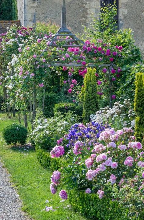 French Cottage Garden, French Garden Design, Hill Garden, Garden Nails, Rose Garden Design, My French Country Home, French Country Home, French Country Garden, Aesthetic Garden