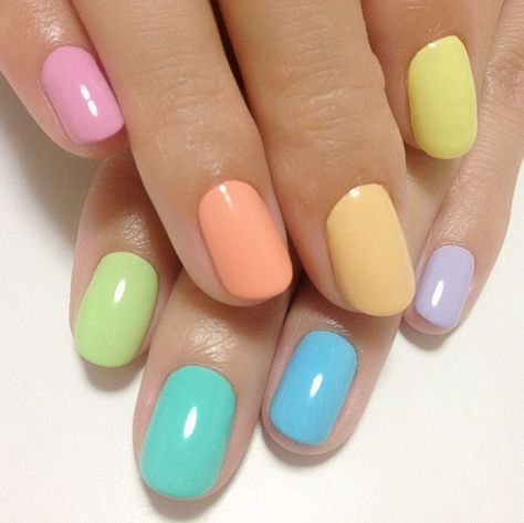 Top 10 Fun Nail Design Ideas for the Summer - Verbal Gold Blog Easter Color Nails, Multicolored Nails, Pastel Nails Designs, Nails 2018, Nagellack Trends, Colorful Nail, Nail Art Ombre, Easter Nails, Popular Nails