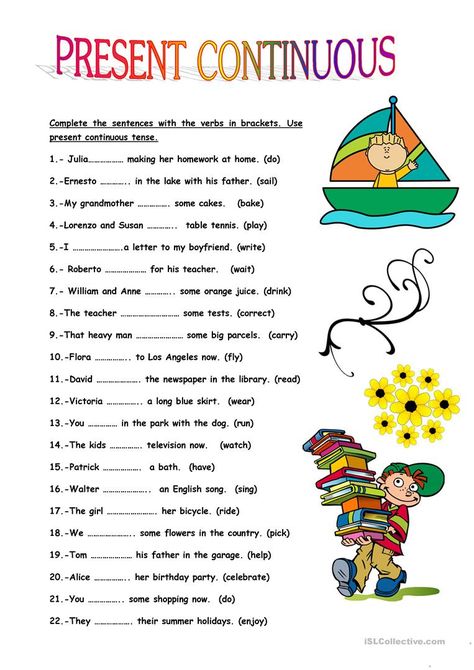 PRESENT CONTINUOUS TENSE - English ESL Worksheets Present Continuous Tense Worksheets, Continuous Tense Worksheet, Present Continuous Worksheet, Present Perfect Simple, Tense Worksheet, Tenses Exercises, Tenses English, English Grammar Tenses, English Grammar Exercises