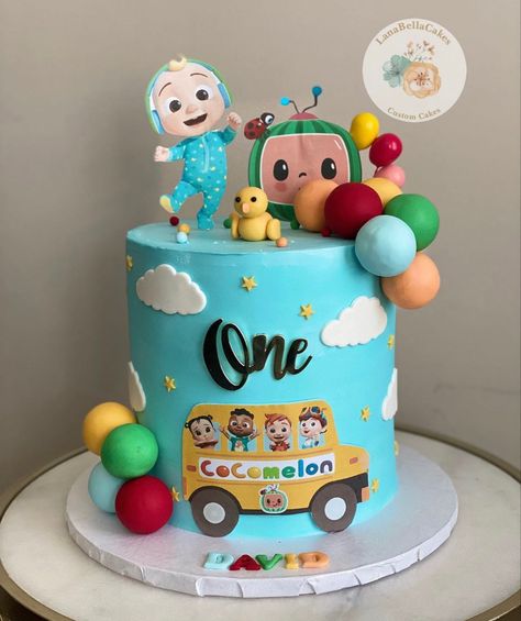 Cocomelon Cake Icing Design, Cake Ideas For 1st Birthday Boys, Cocomelon Cake For 1st Birthday, Cocomelon Cake 3rd Birthday, Coco Melon Cake Design, First Birthday Cake Cocomelon, Coco Melon Birthday Cake Ideas, Coco Melon Birthday Cakes, Cocomelon Number 2 Cake Design