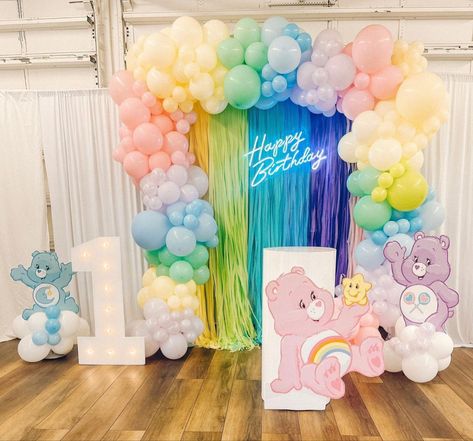 Care Bear Themed First Birthday, Carebears 1st Birthday Party, Carebear Themed Birthday Party, Carebear 1st Birthday Party Ideas, Carebear 1st Birthday, Care Bears First Birthday Party, Carebears Birthday Theme, Care Bear First Birthday Party, Carebear Theme Party