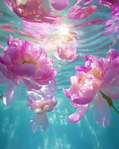 🌸P e o n y 🌸 . . #peony #underwater #flowers #sea #summer #ocean #dreamy Ocean With Flowers, Flowers Underwater, Flowers And Ocean, Underwater Flowers, Ocean Flowers, Island Wallpaper, Summer Ocean, Sea Summer, Pretty Colors