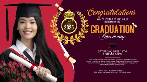 Youtube Banner For Education Channel, Graduation Layout Design, Graduation Tarpaulin Layout, Graduation Template Design, Graduation Tarpaulin, Graduation Video Ideas, Graduation Party Invitation Ideas, Congratulations Template, Graduation Edit