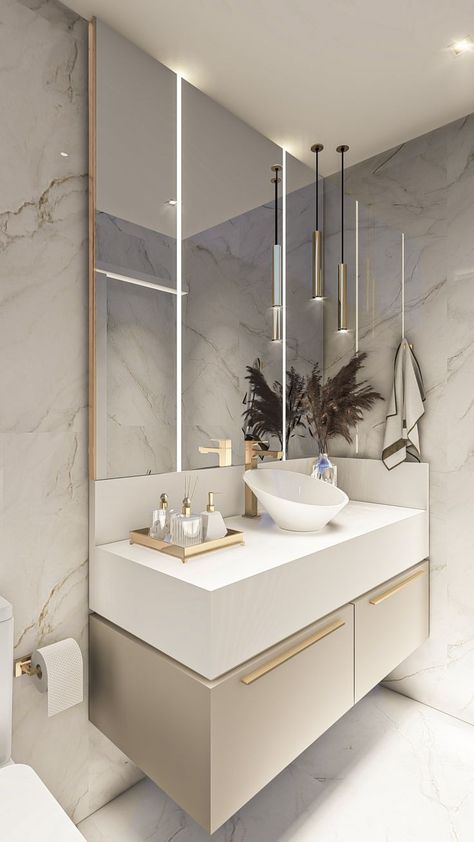 Beige Marble Bathroom, Elegant Bathroom Design, Toilet Room Decor, Bathroom Cabinets Designs, Modern Luxury Bathroom, Bathroom Decor Luxury, Dinning Room Design, Home Remodeling Diy, Bathroom Design Decor