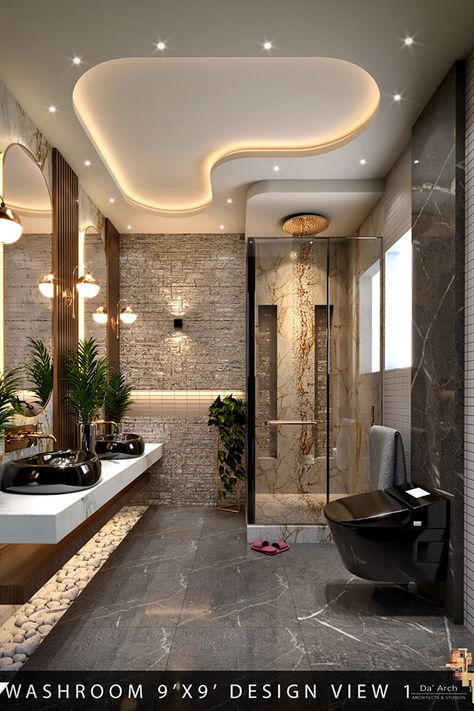 Modern washroom design on Behance Modern Washroom Design, Washroom Tiles Design, Fancy Bathroom, Luxury Ceiling Design, Washroom Decor, Pop Ceiling Design, Bathroom Decor Luxury, Washroom Design, Bad Inspiration