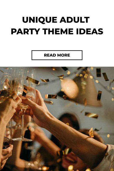 Discover unique and exciting adult party themes to elevate your next gathering! From elegant masquerade balls to laid-back backyard BBQs, find the perfect inspiration for any occasion. Whether you're planning a milestone birthday celebration or a casual get-together with friends, explore our curated collection of adult party theme ideas to add an extra touch of fun and sophistication. Stand out from the crowd with creative and memorable party themes for adults that will leave your guests talking Creative Party Themes For Adults, Birthday Party Ideas Themes Adults, Day Party Themes For Adults, Unique Party Ideas For Adults, Fun Party Themes For Adults Hilarious, Birthday Dinner Party Themes, Party Themes For Adults Unique, Adult Themed Birthday Party Ideas, Birthday Party Themes For Adults Women