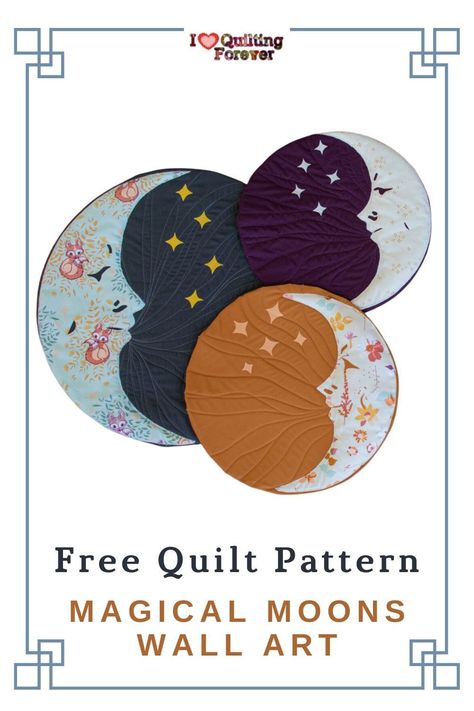 Sun And Moon Quilt Pattern, Moon Phase Quilt, Witchy Quilt Pattern, Wall Hanging Quilts Patterns Free, Quilted Wall Hangings Patterns Free, Wall Hanging Quilt Patterns, Free Quilt Patterns For Beginners, Quilted Wall Hangings Patterns, Quilt Patterns For Beginners