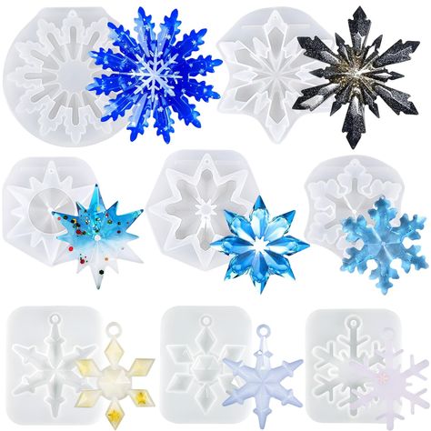 PRICES MAY VARY. ✨ 【Christmas Snowflake Silicone Molds】You will get 8Pcs different sizes & styles of snowflake decorative pieces with holes.Easy to make necklaces, keychains, jewelry pendants, wedding charms, Christmas props, winter party decorations, etc.You can do a lot of creative things with these. 🎄【Premium Material】Our epoxy resin molds are crafted from premium silicone which is flexible & not easily deformed, washable & easy to clean, easy to use & demold, reusable & durable. They have g Resin Snowflakes, Epoxy Resin Christmas, Wedding Charms, Jewelry Casting, Winter Party Decorations, Christmas Resin, Christmas Props, Ornament Diy, Tree Home